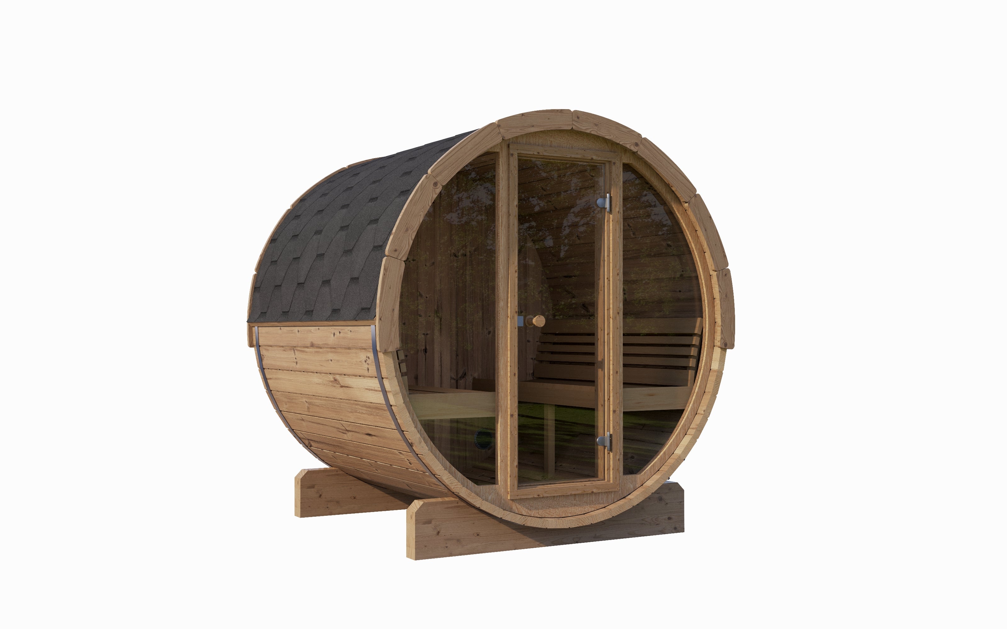 SaunaLife Model E8G Barrel Sauna Glass Front