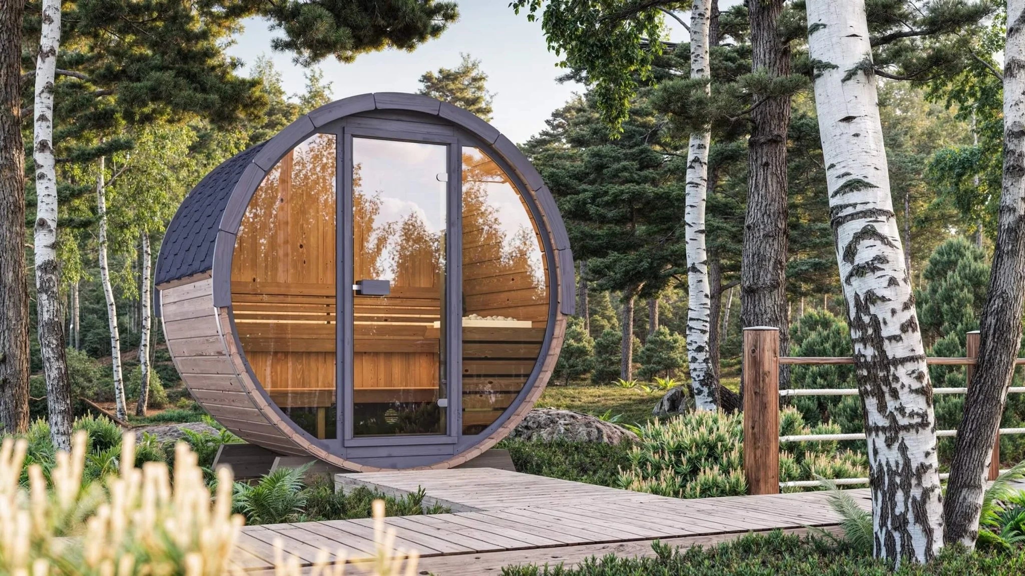 SaunaLife Model EE6G Barrel Sauna