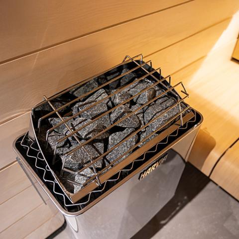 Harvia KIP Series 4.5kW Stainless Steel Sauna Heater at 240V 1PH with Built-In Time and Temperature Controls